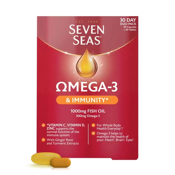 Seven Seas Omega-3 & Immunity, 2 x 60 Capsules - Image 2