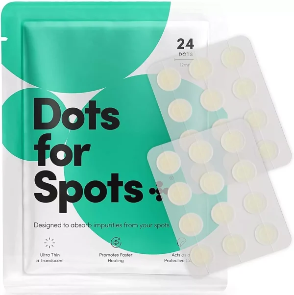 Dots for Spots Acne Patches Fast Acting Treatment Vegan & Cruelty Free, Pack of 24