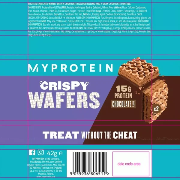 MyProtein Crispy Wafers 15G Protein, Chocolate 10 x 42g - Image 6