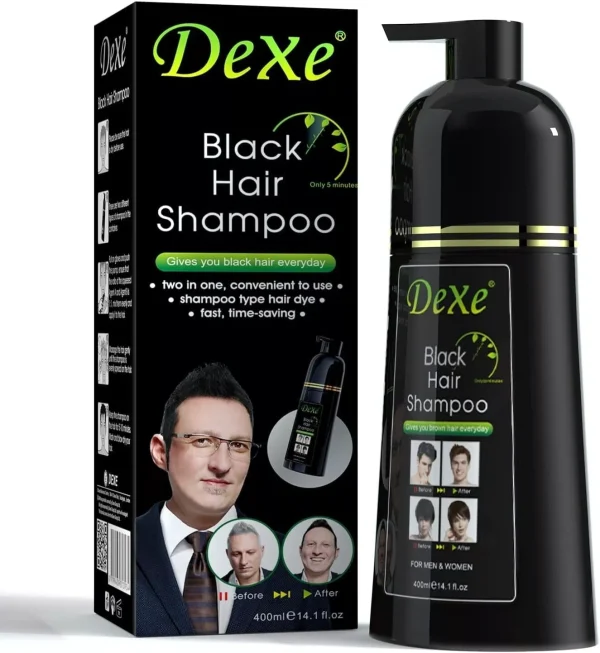 Dexe Black Dye Hair Shampoo, Instant Colouring 400ml